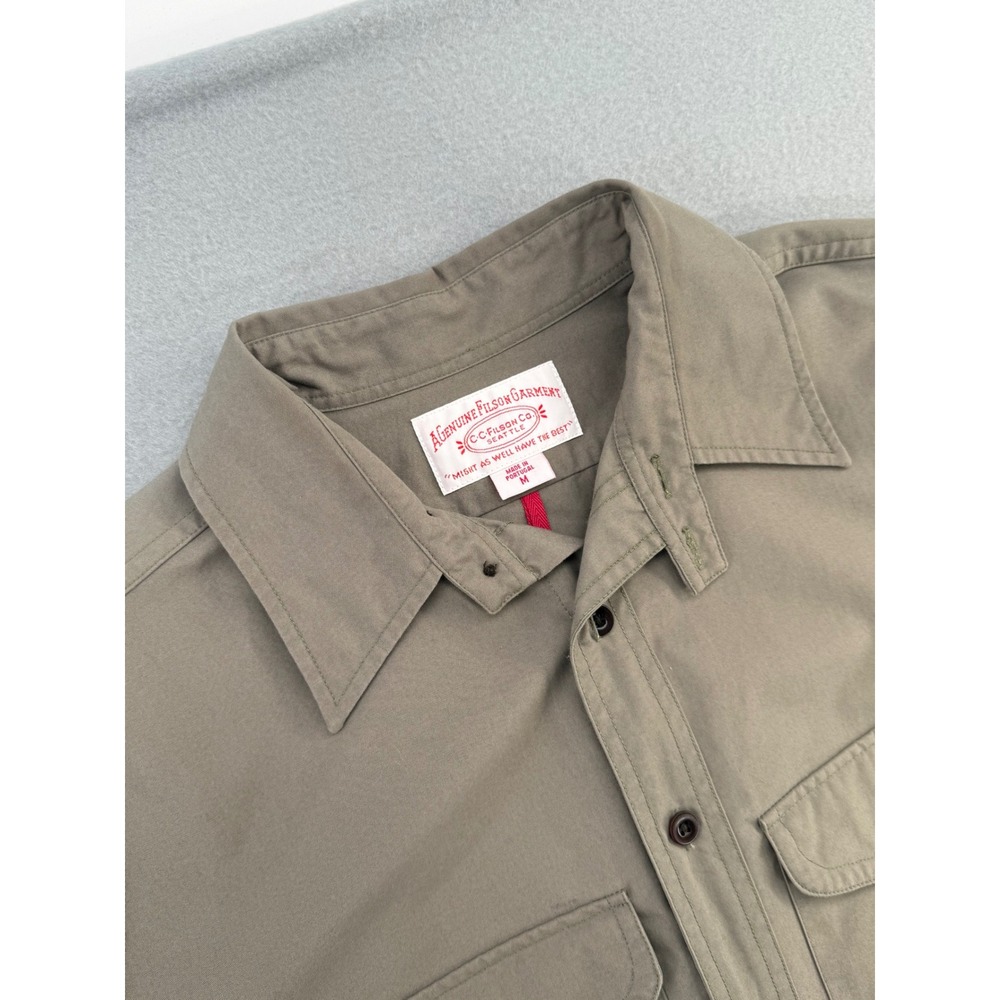 Filson Mens Olive Cotton Twill Long Sleeve Utility Field Shirt Size M Portugal